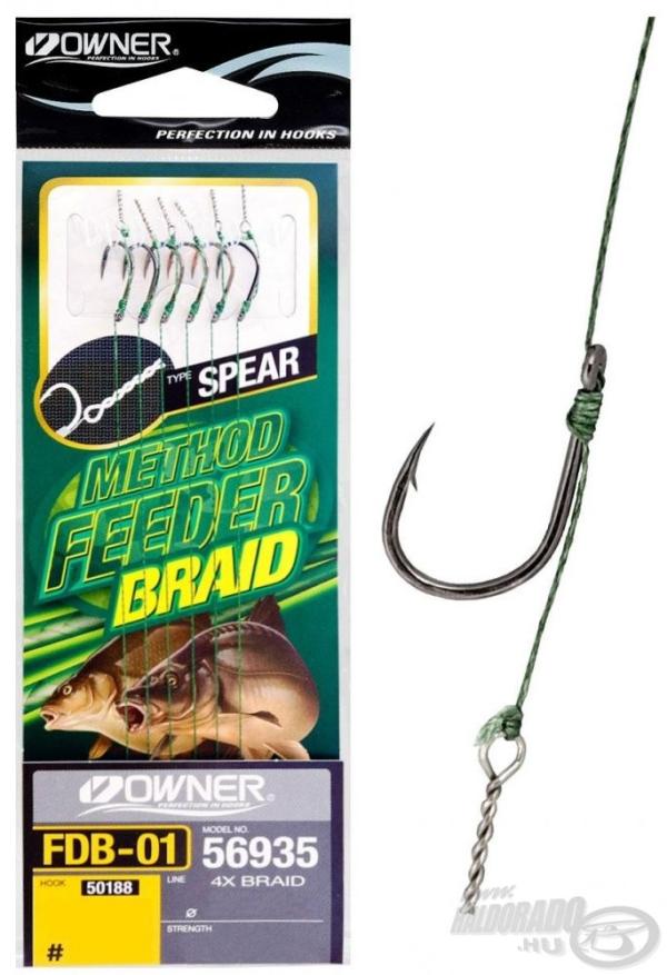 OWNER FDB-01 METHOD FEEDER előkötött fonott, bayonet tüskével – 10/0,15 mm